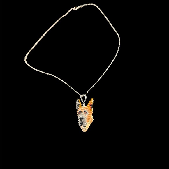 Beaded Hand Crafted Great Dane Pendant Necklace - Picture 2 of 4